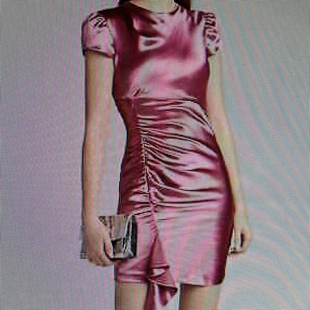 Chic Ruched Satin Mini Dress - Picture 2 of 2